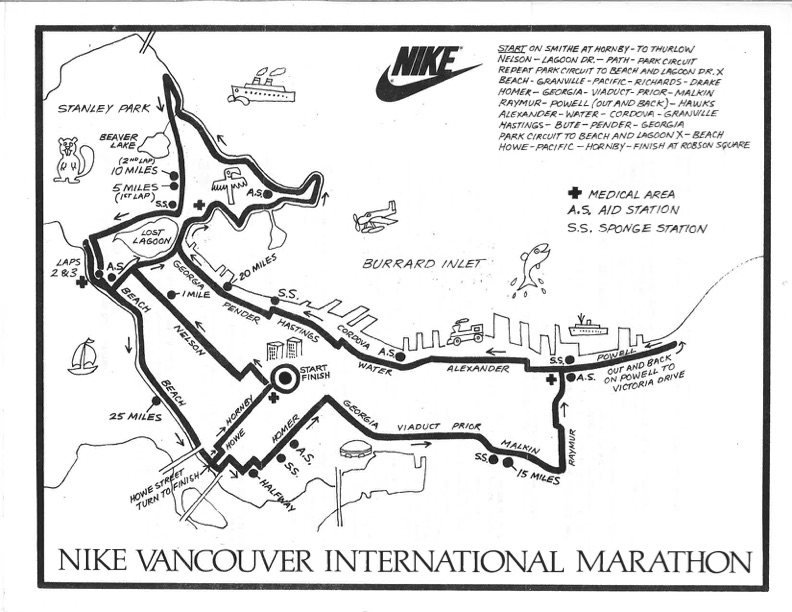 1979, 1980, 1981, 1982, 1983 Marathon Course. Vancouver Marathon RUNVAN