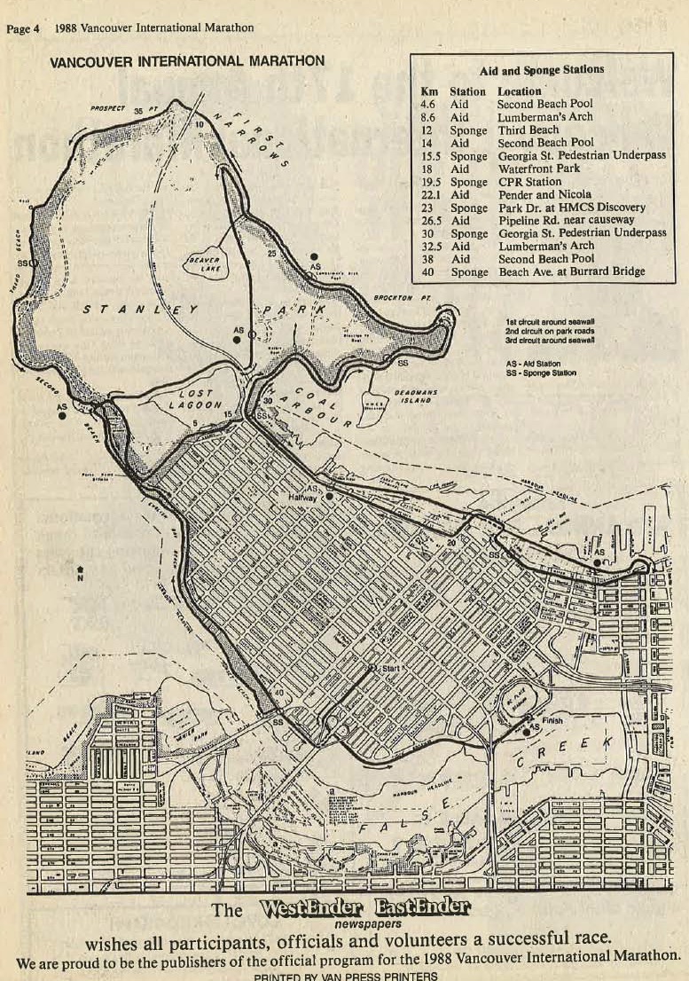 1987, 1988, 1989 Marathon Course. Vancouver Marathon RUNVAN