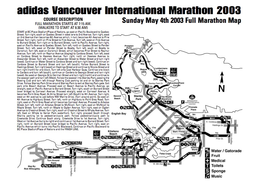 1999, 2000, 2001, 2002, 2003, 2004, 2005, 2006, 2007, 2008, 2009, 2010, 2011 Marathon Course. Vancouver Marathon RUNVAN