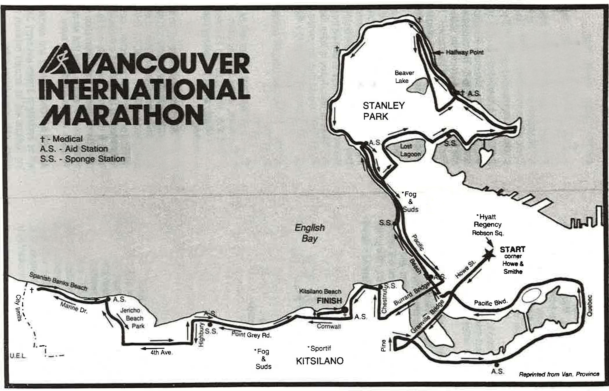 1986 Marathon Course. Vancouver Marathon RUNVAN